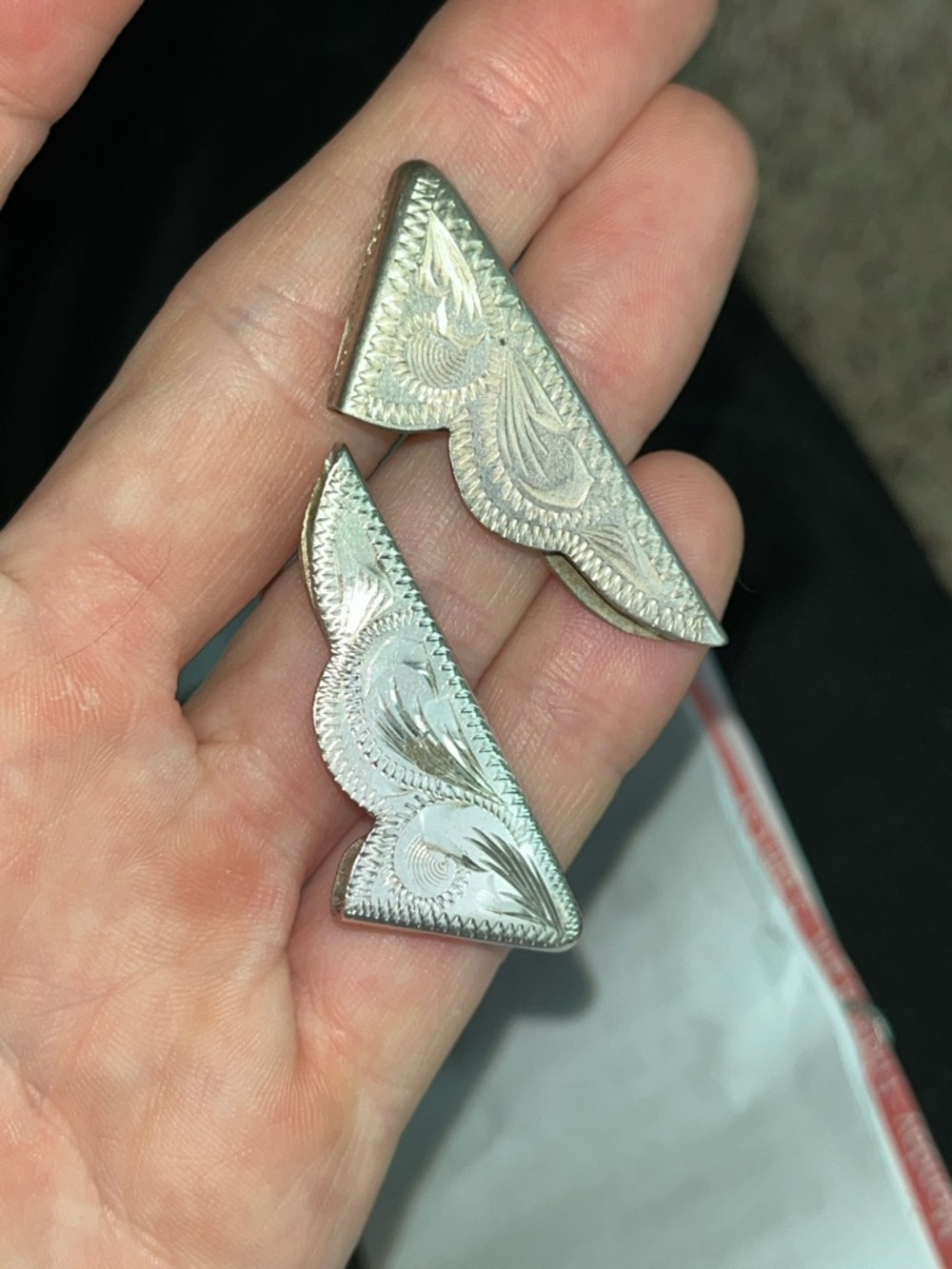 Silver collar tips